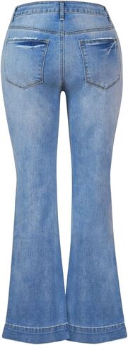 Relaxed Straight Leg Stretch Jeans for Women Mid Rise Bootcut Stretch Boyfriend Mom Wide Jeans in Saudi Arabia