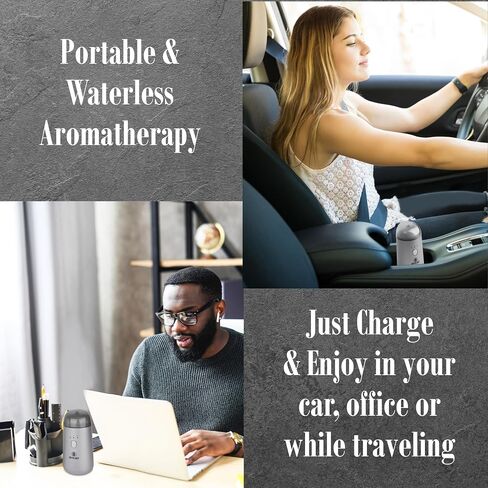 Rechargeable Car Essential Oil Diffuser| Portable, Cordless, Waterless| Aromatherapy Anywhere| Compatible with Pure Essential Oils| For Car, Travel, and Office| Long Lasting Car Air Freshener in Saudi Arabia