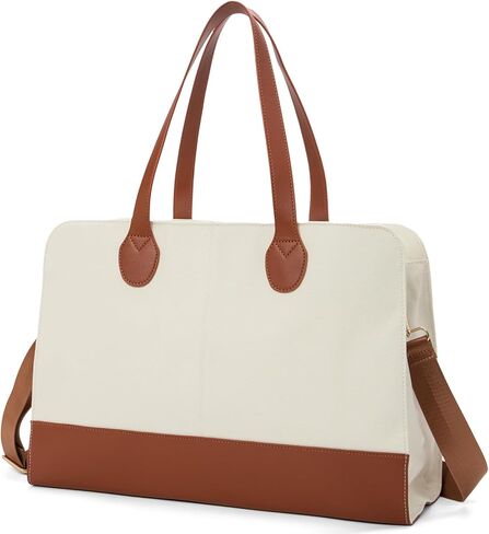 حقيبة كمبيوتر محمول مقاس 15.6 بوصة من القماش الكتاني حقيبة كمبيوتر أنيقة للعمل حقيبة يد مقاومة للماء حقيبة كتف احترافية للنساء حقيبة مكتب للعمل سعة كبيرة - بيج بني in Kuwait