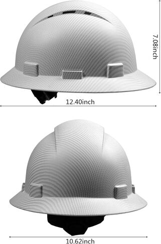 Full Brim Hard Hat - OSHA Safety Helmet Durable Lightweight Carbon Fiber Hard Hat, 6-Point Ratchet Suspension Protective Gear for Men and Women in Saudi Arabia