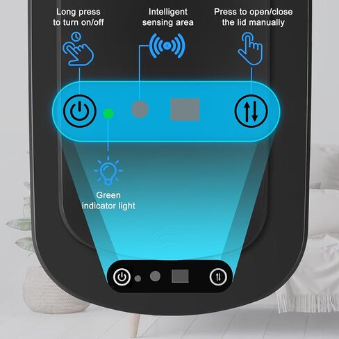 سلة المهملات الأوتوماتيكية للحمام سعة 2.2 جالون، سلة قمامة بمستشعر الحركة الذكية مع أغطية، سلة قمامة كهربائية صغيرة ضيقة لغرفة النوم وغرفة المعيشة (أبيض) in Kuwait