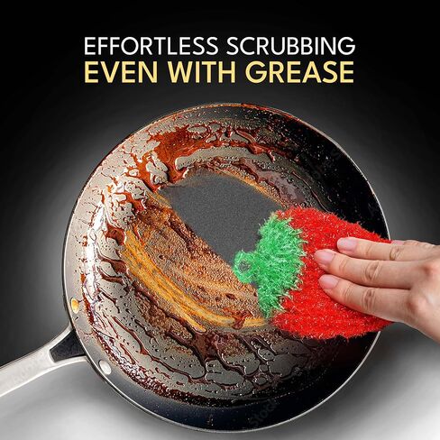 Fun Dish Scrubber by Dish Scrubbie (3PK Mix) - Fruit Shaped Kitchen Sponge Washing Dishes - Reusable Sponges for Scrubbing, Cleaning, Dishwashing - No Odor Sponges Kitchen Scrubbers in Saudi Arabia