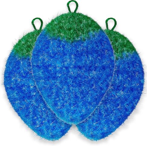Fun Dish Scrubber by Dish Scrubbie (3PK Mix) - Fruit Shaped Kitchen Sponge Washing Dishes - Reusable Sponges for Scrubbing, Cleaning, Dishwashing - No Odor Sponges Kitchen Scrubbers in Saudi Arabia