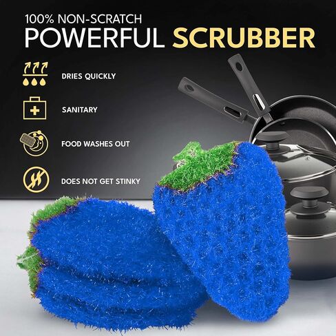 Fun Dish Scrubber by Dish Scrubbie (3PK Mix) - Fruit Shaped Kitchen Sponge Washing Dishes - Reusable Sponges for Scrubbing, Cleaning, Dishwashing - No Odor Sponges Kitchen Scrubbers in Saudi Arabia