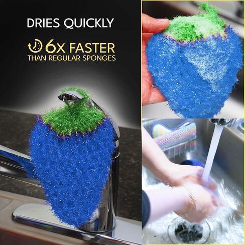 Fun Dish Scrubber by Dish Scrubbie (3PK Mix) - Fruit Shaped Kitchen Sponge Washing Dishes - Reusable Sponges for Scrubbing, Cleaning, Dishwashing - No Odor Sponges Kitchen Scrubbers in Saudi Arabia