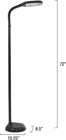Lavish Home 72-6890 Natural Sunlight Floor Lamp with Bendable Neck-Reading, Craft, Studying, and Esthetician Light, 73.5-Inch Tall, Black in Saudi Arabia