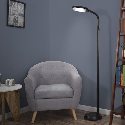 Lavish Home 72-6890 Natural Sunlight Floor Lamp with Bendable Neck-Reading, Craft, Studying, and Esthetician Light, 73.5-Inch Tall, Black in Saudi Arabia