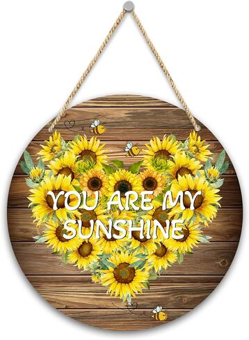 لافتة معلقة لديكور المنزل من الخشب المستدير من You Are My Sunshine Gifts، لوحة معلقة لديكور عباد الشمس هدية ملهمة، زخارف معلقة لمنزل المزرعة لغرفة النوم وغرفة المعيشة - 17 in Kuwait