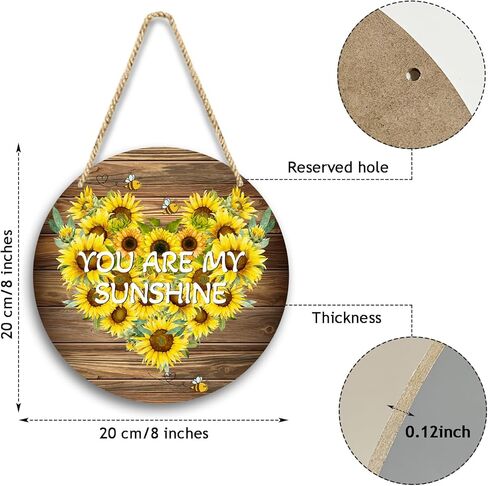 لافتة معلقة لديكور المنزل من الخشب المستدير من You Are My Sunshine Gifts، لوحة معلقة لديكور عباد الشمس هدية ملهمة، زخارف معلقة لمنزل المزرعة لغرفة النوم وغرفة المعيشة - 17 in Kuwait