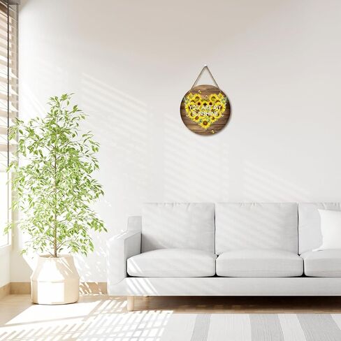 لافتة معلقة لديكور المنزل من الخشب المستدير من You Are My Sunshine Gifts، لوحة معلقة لديكور عباد الشمس هدية ملهمة، زخارف معلقة لمنزل المزرعة لغرفة النوم وغرفة المعيشة - 17 in Kuwait