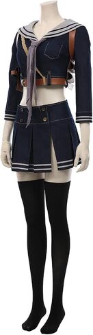 Womens Doll Costume Girls School Uniform Dress Halloween Cosplay Outfits with Socks in Saudi Arabia