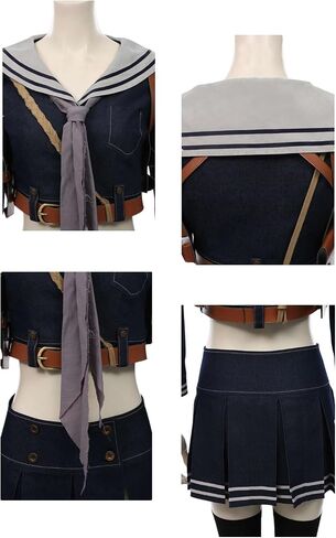 Womens Doll Costume Girls School Uniform Dress Halloween Cosplay Outfits with Socks in Saudi Arabia