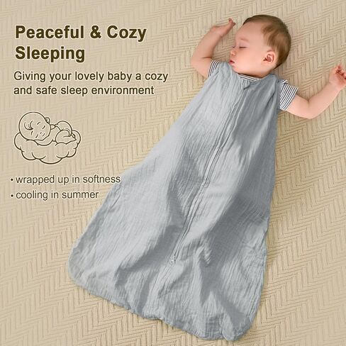 PHF Soft Muslin Cotton Baby Sleep Sack 18-24 Months, 2 Pack 100% Cotton Sleeping Sack for Summer, 0.5 TOG Baby Wearable Blankets with 2-Way Zipper, Sleep Sacks for Boys Girls Newborn, Woodland in Saudi Arabia