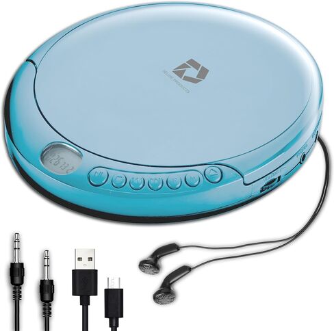 CD Player Portable with 60 Second Anti Skip, Stereo Earbuds, Includes Aux in Cable and AC USB Power Cable for use at Home or in Car in Saudi Arabia