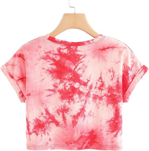 SweatyRocks Women's Short Sleeve Tie Dye Crop Top T Shirt Summer Casual Tees in Saudi Arabia