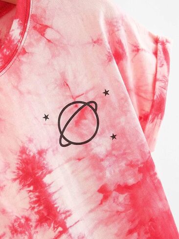 SweatyRocks Women's Short Sleeve Tie Dye Crop Top T Shirt Summer Casual Tees in Saudi Arabia