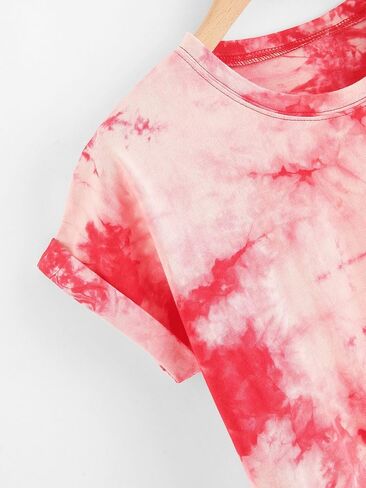 SweatyRocks Women's Short Sleeve Tie Dye Crop Top T Shirt Summer Casual Tees in Saudi Arabia