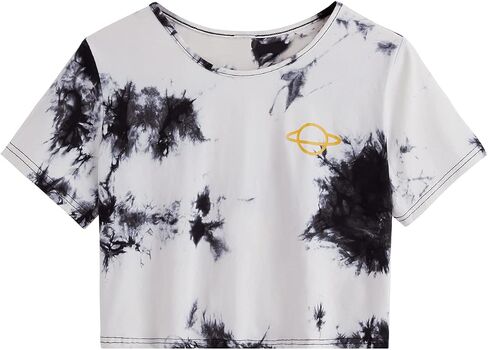 SweatyRocks Women's Short Sleeve Tie Dye Crop Top T Shirt Summer Casual Tees in Saudi Arabia