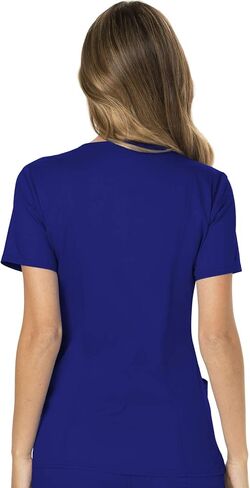 Cherokee Scrub Set For Women, Modern Classic Fit Mock Wrap Top WW610 With Mid Rise, Straight Leg Pant WW110, Galaxy Blue- M Top/M Petite Pant in Saudi Arabia