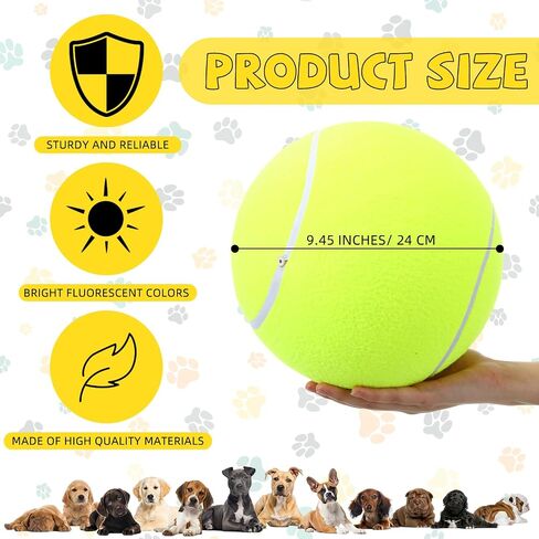 4 Pcs 9.5 Inch Large Tennis Ball for Dogs, Inflatable Giant Tennis Ball, Jumbo Dog Ball, Funny Outdoor Sports Ball Gift with Pump for Small Medium Large Dog, Birthday Interactive Dog Toys in Saudi Arabia