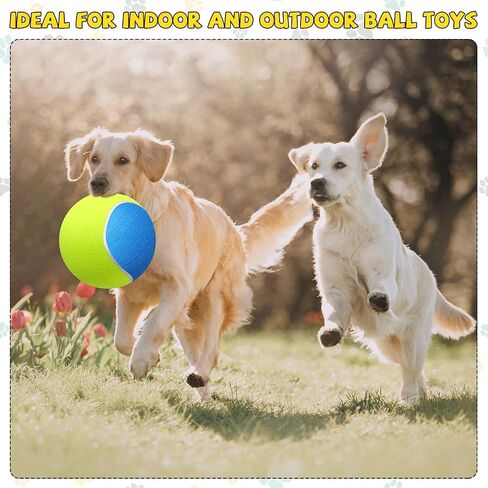 4 Pcs 9.5 Inch Large Tennis Ball for Dogs, Inflatable Giant Tennis Ball, Jumbo Dog Ball, Funny Outdoor Sports Ball Gift with Pump for Small Medium Large Dog, Birthday Interactive Dog Toys in Saudi Arabia