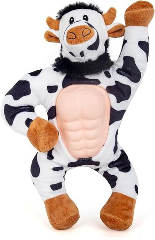 Squeaky Plush Dogs Toys for Aggressive Chewers, Stuffed Animal Dog Toy with Rubbery Belly, Durable Interactive Puppy Chew Toys for Boredom,to Keep Them Busy, Small Medium Large Breed(Cow) in Saudi Arabia