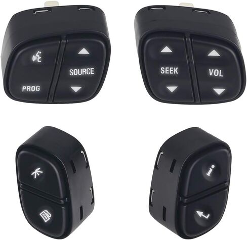 متوافق مع أزرار التحكم في الراديو بعجلة القيادة Chevy Silverado GMC Sierra 2003-2007 استبدال OE # 21997738 21997739 1999442 1999443 901-120 901-121 901-122 901-123 in Saudi Arabia