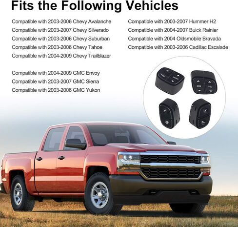 متوافق مع أزرار التحكم في الراديو بعجلة القيادة Chevy Silverado GMC Sierra 2003-2007 استبدال OE # 21997738 21997739 1999442 1999443 901-120 901-121 901-122 901-123 in Saudi Arabia