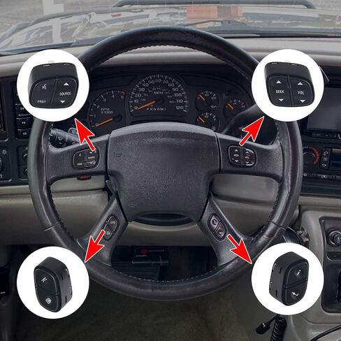 متوافق مع أزرار التحكم في الراديو بعجلة القيادة Chevy Silverado GMC Sierra 2003-2007 استبدال OE # 21997738 21997739 1999442 1999443 901-120 901-121 901-122 901-123 in Saudi Arabia