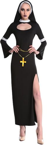 GRAJTCIN Halloween Nun Costume for Women Plus Size 4-Pcs Mother Cosplay Dress Scary Nun Habit in Saudi Arabia