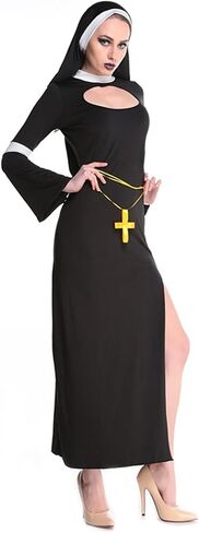 GRAJTCIN Halloween Nun Costume for Women Plus Size 4-Pcs Mother Cosplay Dress Scary Nun Habit in Saudi Arabia