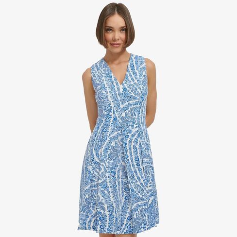 Tommy Hilfiger Women's V-Neck Sleeveless Fit and Flare Dress in Saudi Arabia