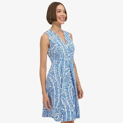 Tommy Hilfiger Women's V-Neck Sleeveless Fit and Flare Dress in Saudi Arabia