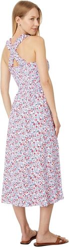 Tommy Hilfiger Women's Smocked Midi Dress, Bright White/Scarlet Floral in Saudi Arabia