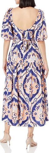 MOON RIVER Women's Square Neck Puff Shirred Dress in Kuwait