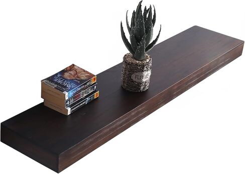 رف مسطح من الخشب الصلب لغرفة المعيشة وغرفة النوم والحمام، رف مثبت على الحائط لديكور المنزل، إسبرسو، 48 بوصة in Kuwait