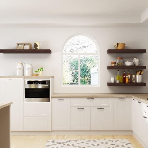 رف مسطح من الخشب الصلب لغرفة المعيشة وغرفة النوم والحمام، رف مثبت على الحائط لديكور المنزل، إسبرسو، 48 بوصة in Kuwait