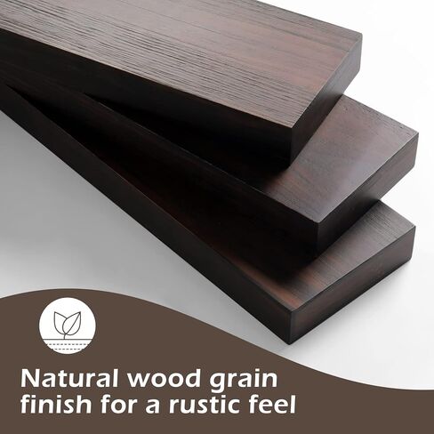 رف مسطح من الخشب الصلب لغرفة المعيشة وغرفة النوم والحمام، رف مثبت على الحائط لديكور المنزل، إسبرسو، 48 بوصة in Kuwait