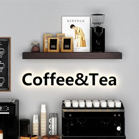 رف مسطح من الخشب الصلب لغرفة المعيشة وغرفة النوم والحمام، رف مثبت على الحائط لديكور المنزل، إسبرسو، 48 بوصة in Kuwait