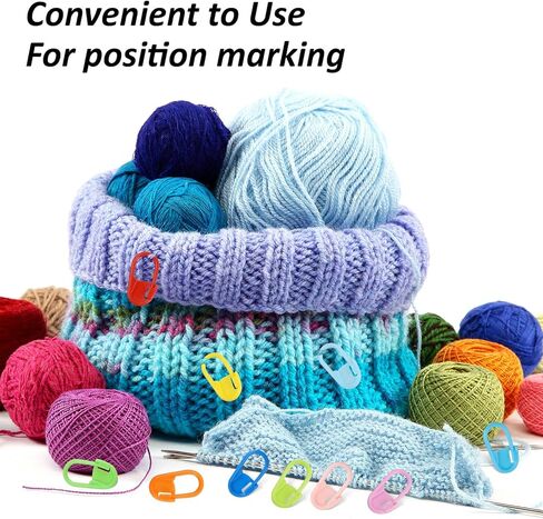 BLMHTWO 150 قطعة من علامات الغرز، 10 ألوان لحياكة الكروشيه مع 3 أحجام، 15 قطعة من إبر الخياطة الحادة للعيون الكبيرة لعلامة ملابس الحياكة مع صندوق تخزين in Kuwait