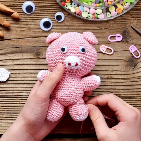 BLMHTWO 150 قطعة من علامات الغرز، 10 ألوان لحياكة الكروشيه مع 3 أحجام، 15 قطعة من إبر الخياطة الحادة للعيون الكبيرة لعلامة ملابس الحياكة مع صندوق تخزين in Kuwait