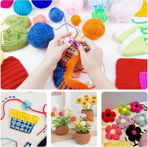 BLMHTWO 150 قطعة من علامات الغرز، 10 ألوان لحياكة الكروشيه مع 3 أحجام، 15 قطعة من إبر الخياطة الحادة للعيون الكبيرة لعلامة ملابس الحياكة مع صندوق تخزين in Kuwait