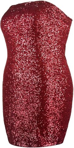 Women’s Sexy Sparkling Sequin Plus Size Bodycon Stretchy Mini Party Dresses in Saudi Arabia