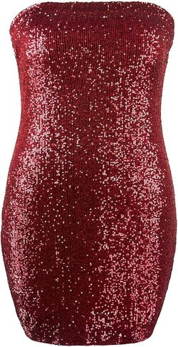 Women’s Sexy Sparkling Sequin Plus Size Bodycon Stretchy Mini Party Dresses in Saudi Arabia