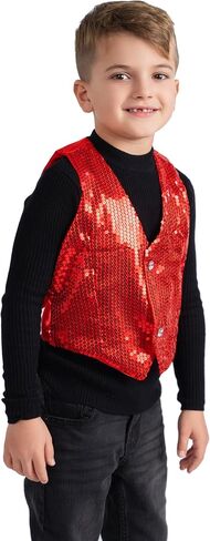 Dress Up America Sequin Vest for Kids - Silver Shiny Dance Vest for Boys - Party Costume for Girls and Boys in Saudi Arabia