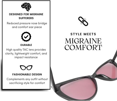 FL-41 Smart Migraine Glasses for Indoor/Outdoor Light Sensitivity & Photophobia, Eclipse Aura Lens (Chat Noir) in Kuwait