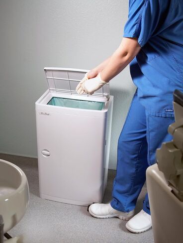 Janibell M450BW ABS 18-Gallon Hygienic Hands-Free Foot Pedal Operated Waste Disposal System, Rectangular, 11" Width x 17-3/4" Depth x 26-3/4" Height, White in Saudi Arabia