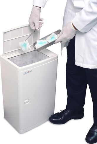 Janibell M450BW ABS 18-Gallon Hygienic Hands-Free Foot Pedal Operated Waste Disposal System, Rectangular, 11" Width x 17-3/4" Depth x 26-3/4" Height, White in Saudi Arabia