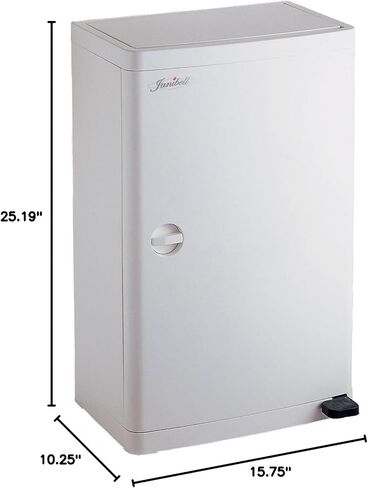 Janibell M450BW ABS 18-Gallon Hygienic Hands-Free Foot Pedal Operated Waste Disposal System, Rectangular, 11" Width x 17-3/4" Depth x 26-3/4" Height, White in Saudi Arabia