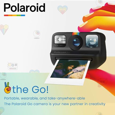 كاميرا Polaroid GO الفورية الصغيرة باللون الأسود + فيلم Polaroid GO الملون - حزمة مزدوجة + ألبوم + حزام in Saudi Arabia